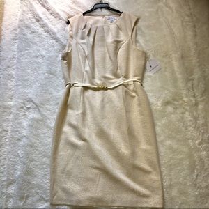Liz Claiborne Ivory/Gold Sheath Dress
